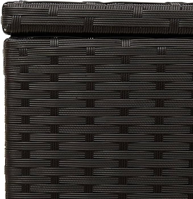 Outdoor Rattan Wicker Garden Storage Box, Patio Deck Storage Box, Patio Storage Container for Indoor, Patio Furniture Cushions, Pool Supplies,Black 76.9 Gal Poly Rattan,-245