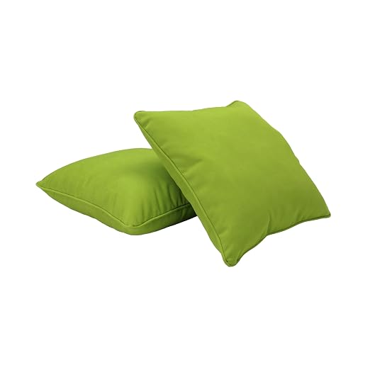 Factory Direct Partners Presidio 15" x 15" Square Decorative Throw Pillow Set with Piping for Indoor/Outdoor Furniture UV, Fade, Weather-Resistant Olefin Fabric (2-Pack) - Lime Green, 13809-LM