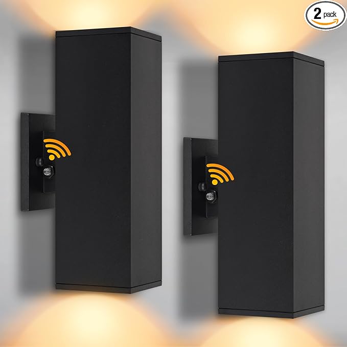 Dusk to Dawn Outdoor Wall Lights, 2 Pack Waterproof Exterior Lighting Fixtures, Up Down Porch Lights Outdoor Lights for House Porch Patio, ETL Listed