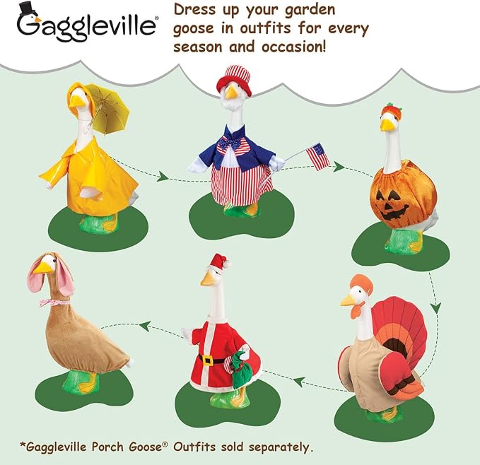 Fox Valley Traders Official Gaggleville 23" Large White Goose, Plastic Garden Décor, Vibrant and Clean Painted Goose Feet - Indoor or Outdoor Decorative Figurine for Garden, Patio, or Entryway Accent