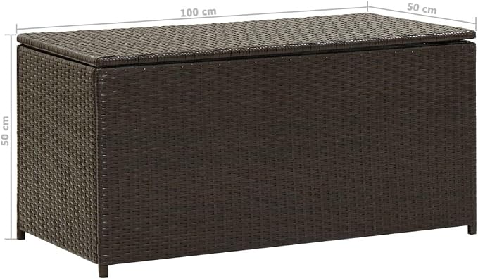 Garden Storage Box Indoor/Outdoor Storage Container and Gardening Tools - Store Items on Patio, Garage, Yard.Poly Rattan 39.3"x19.6"x19.6" Brown