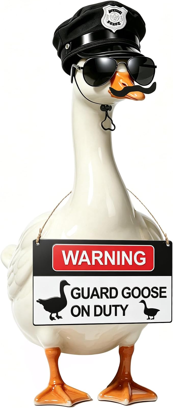 9 Pcs Police Porch Goose Outfits,23" Goose Clothes with Police Hat Beards Glasses Danger Guard Geese on Duty Warning for Garden Decoratio