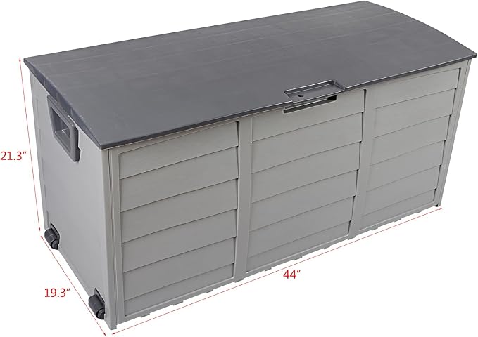 75 Gallon Waterproof Large Resin Deck Box, Outdoor Storage Box with Lockable Lid & Side Handles,Organization and Storage for Patio Furniture Outdoor Cushions,Throw Pillows,Garden Tools and Pool Toys
