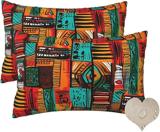 Outdoor Pillows Waterproof Set of 2 Outdoor Pillow Covers 16x24 Inch, Vintage Throw Pillows Ethnic Pillow Covers, Garden Decorative Pillows Outdoor Pillows for Patio Furniture Car Home Decor -hs144