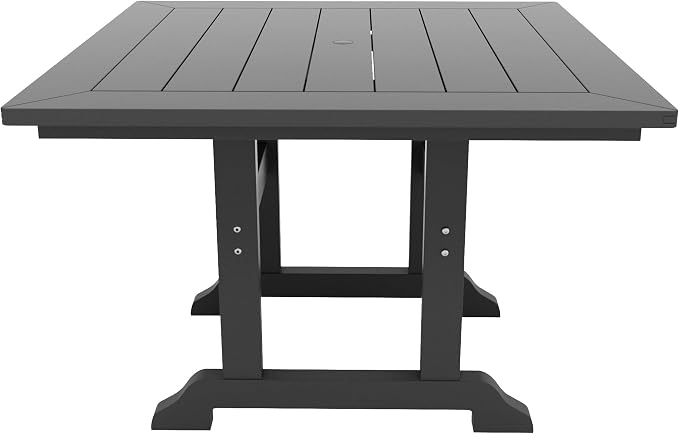 WestinTrends Ashore 5 Pieces Adirondack Patio Dining Set, All Weather Poly Lumber Slatted Modern Farmhouse Outdoor Furniture Set, 43" Trestle Square Table and 4 Adirondack Dining Chair, Gray