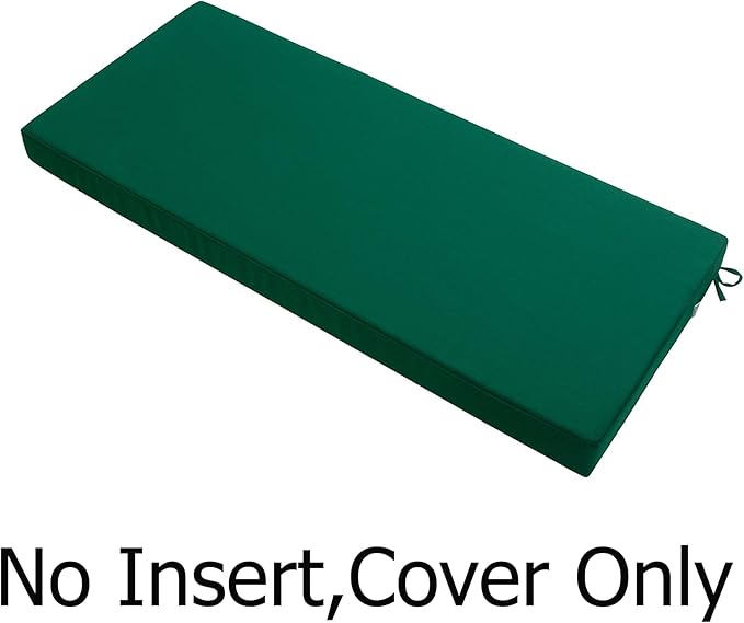 FUNHOME Outdoor Bench Cushion Cover 54 x18 x 3 inch,Water Resistant Cover with Zipper&Ties,Fade-Resistant Slipcover,Patio Porch Swing Cushion Cover Replacement Only,No Insert(Blackish Green)