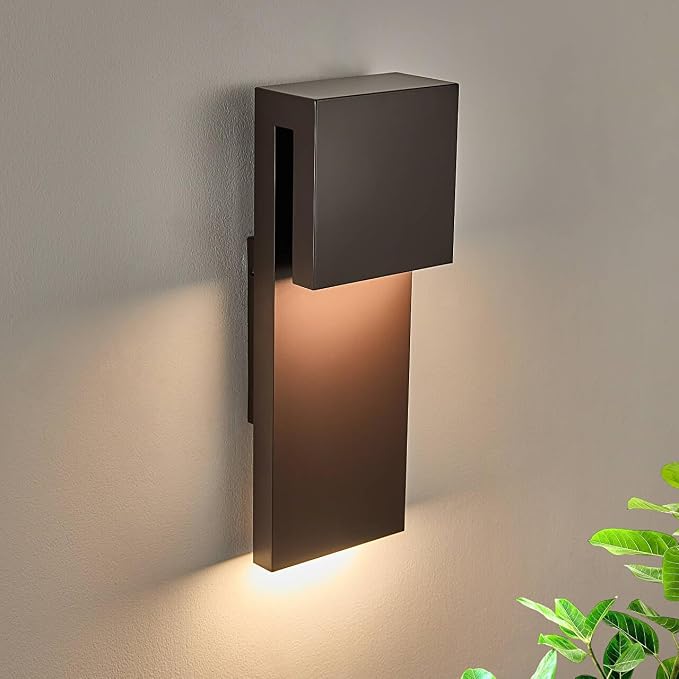 Tarentlight Modern Outdoor Indoor Integrated LED Wall Sconce, 2-Light Total 17W,Bronze Finish,1600 Lumens,3000 Kelvin,90 CRI, Dimmable,Input 120-277V,Weatherproof for Global Front Porch Decor Use.