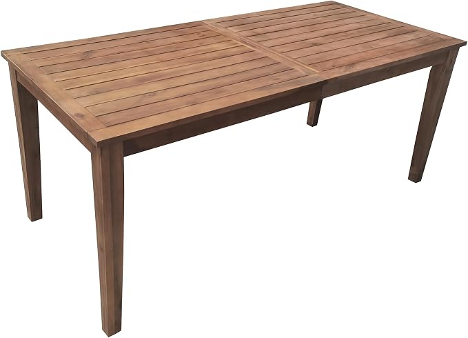 7 Piece Patio Dining Table Set with Removable Cushion, Outdoor Acacia Wood Furniture Set for Garden, Backyard, Lawn, Poolside (A-Burly Wood)