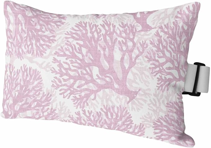 Outdoor Lumbar Pillow Set of 1, Pink Coral Waterproof Beach Headrest Pillow with Inserts, Coastal Summer Ocean Nautical Sea Recliner Throw Pillows for Patio Furniture, 12 x 20
