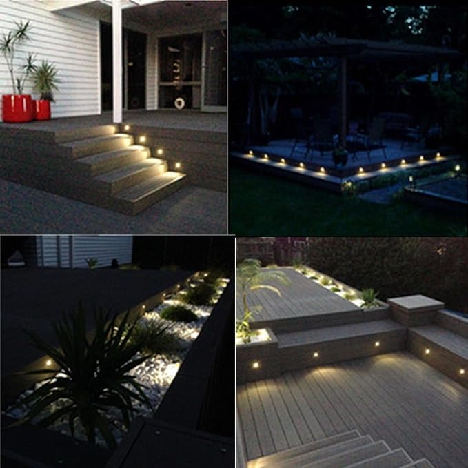 Warm White Low Voltage LED Deck Lights kit Φ1.38 Outdoor Garden Yard Decoration Lamp Recessed Landscape Pathway Step Stair Warm White LED Lighting, Black