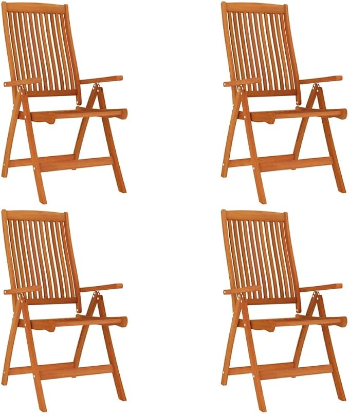 5-Piece Eucalyptus Wood Outdoor Dining Set with Extendable Table | Features 4 reclinable folding chairs and a space-saving rectangular table, ideal for backyard and patio family meals.