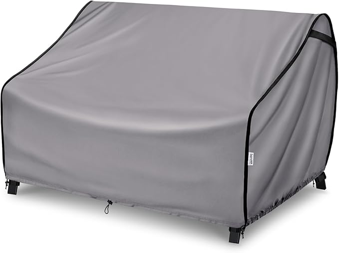Outdoor Furniture Covers for Sofa Waterproof, Fits up to 52W x 32D x 34H inches, Patio Loveseat Cover Tear Resistant, Grey