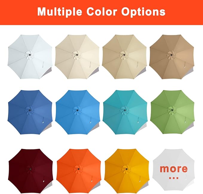 MASTERCANOPY Patio Umbrella 9 ft Replacement Canopy for 8 Ribs-White Canopy Only