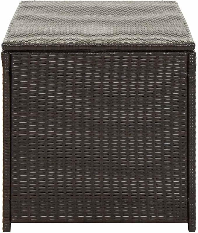 Brown PE Rattan Outdoor Storage Box 39.4x39.4x19.7 in, Gas Lift Lid, Patio Cushion & Tool Chest, Steel Frame, Weather-Resistant, Assembly