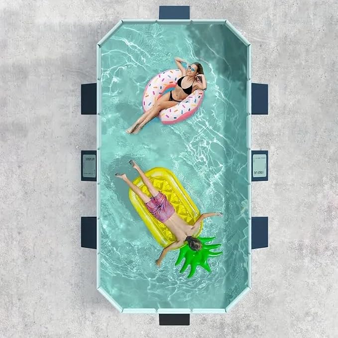 Montary Foldable Large Non - Inflatable Rectangular Swimming Pool for Family - Hard Plastic Shell, Oversized Thickened Design, Portable Collapsible Backyard Pool - 73.6"x54"x17.7"