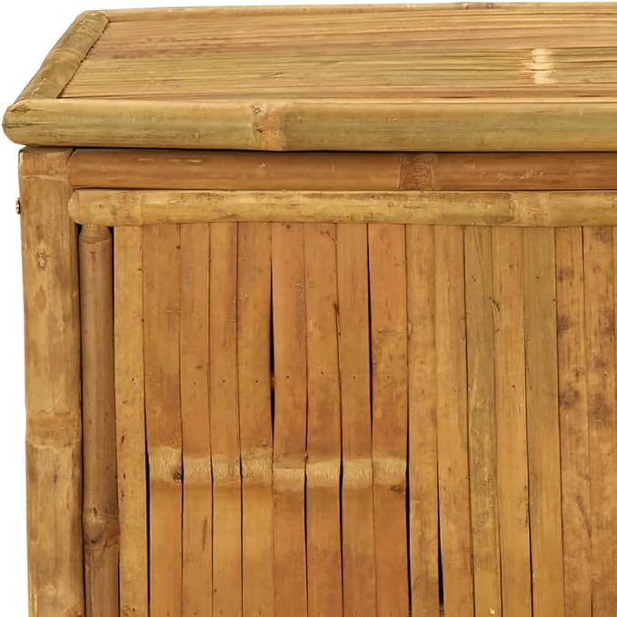Outdoor Storage Box for Garden Patio, Weather Resistant Bamboo Fiber Deck Bin with Lid, Rectangular Container for Cushions, Tools, and Toys, 35.4 x 35.4 x 21.7 Inches