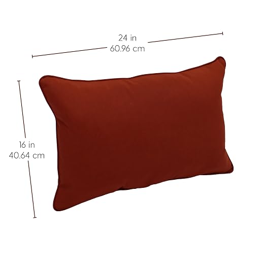 Factory Direct Partners Presidio 16" x 24" Lumbar Decorative Throw Pillow Set with Piping for Indoor/Outdoor Furniture UV, Fade, Weather-Resistant Olefin Fabric (2-Pack) - Rust Red, 13813-118