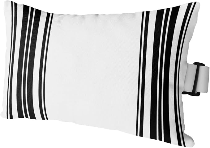 Outdoor Pillows Covers with Inserts Colorful Stripes Black Wood Texture White Waterproof Recliner Pillow with Adjustable Strap Throw Pillows for Patio Furniture Pool Lounge Chair, 11x16 inch, 1PCS