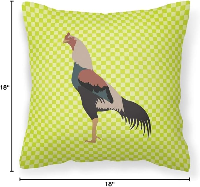 Caroline's Treasures BB7664PW1818 Kulang Chicken Green Fabric Decorative Pillow Machine Washable, Indoor Outdoor Decorative Pillow for Couch, Bed or Patio, 18Hx18W