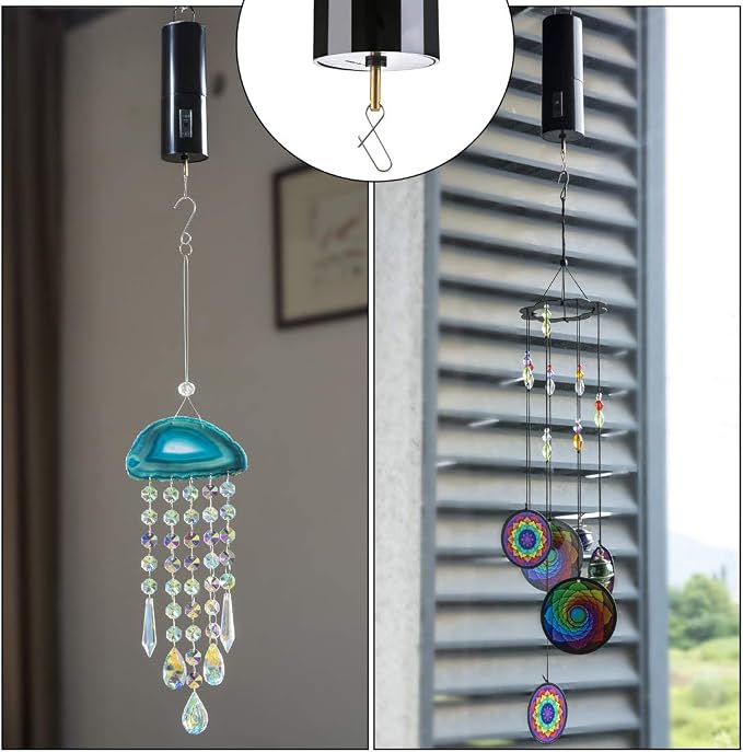 Black Battery Motor Wind Spinner Rotatable Hook Patio Garden Decor | Rotating Wind Spinner with Hook Battery Operated Multi Purpose for Garden Patio Yard Hanging Decor (Not Included Battery)