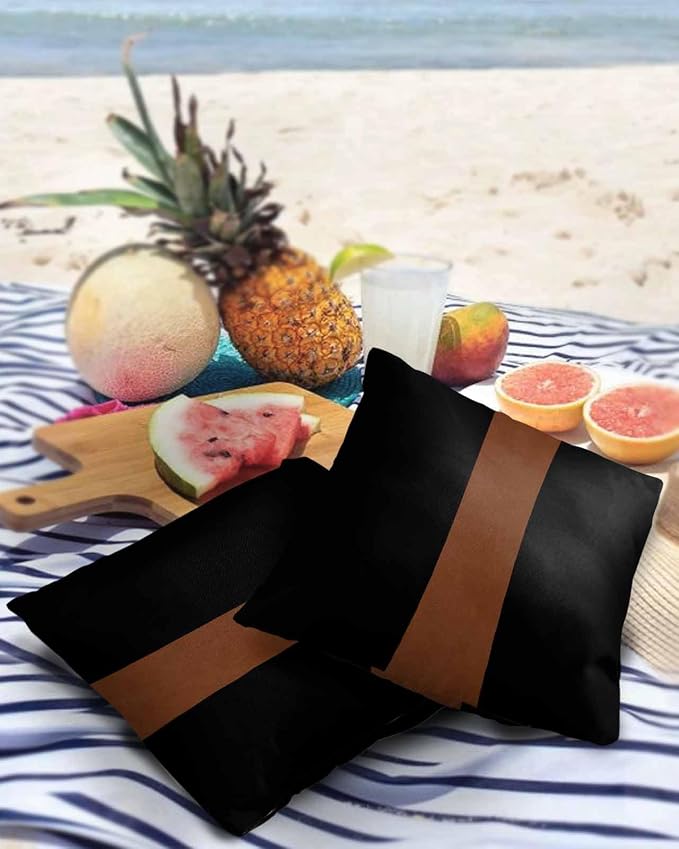 Outdoor Waterproof Throw Pillow Covers Set of 2 Brown Black Pillowcases 24x24 Inches Boho Style Patio Decorative Pillows Cushion Case Patio Pillows for Couch Bed Chair Garden