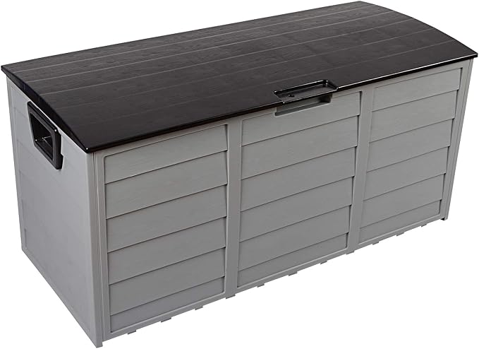 HomVent 75 Gallon Resin Deck Storage Box, Waterproof Outdoor Garden Deck Bin Patio Storage Deck Box with 2 Wheels, Outdoor Storage Container Furniture for Patio, Pool, Garden, Garage (Black)