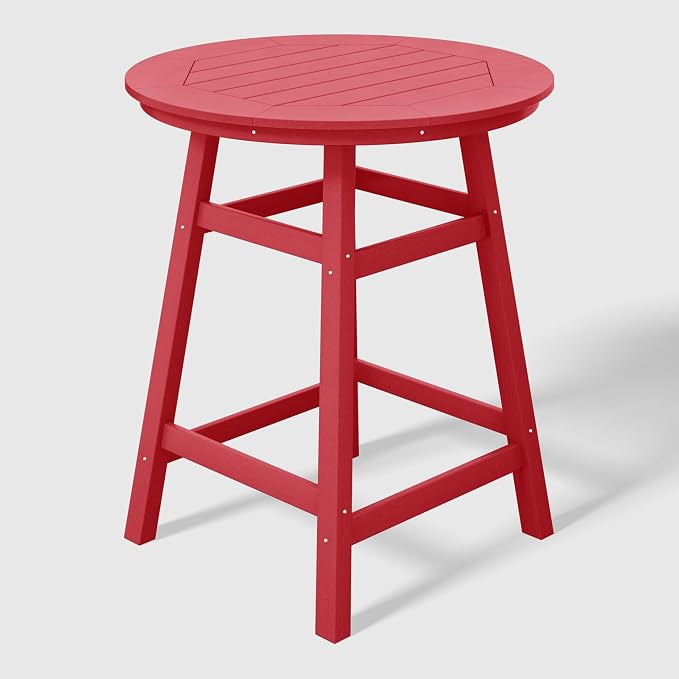 WestinTrends Malibu 5-Piece HDPE Outdoor Patio Dining Bar Bistro Table Set with Counter High Round Bar Stools