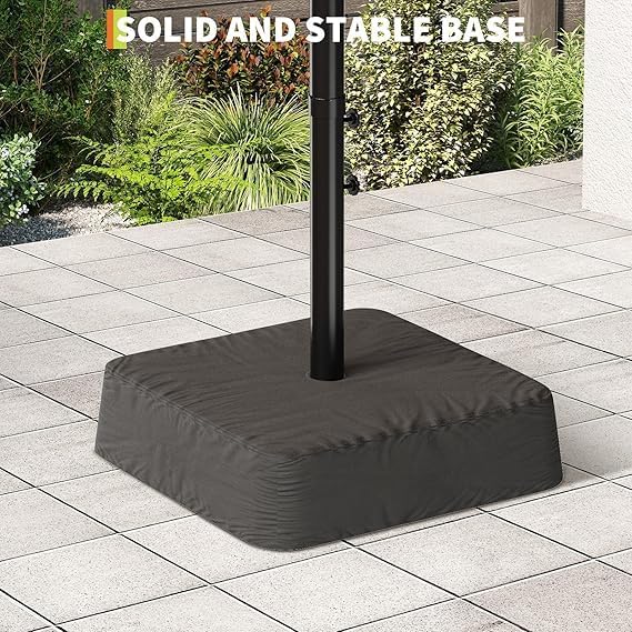 TrailBlaze 15FT Patio Umbrella With Base and Solar Lights, Outdoor Large Patio Double-Sided Market Umbrella With Crank Handle, UV Protection, for Lawn Deck Backyard Pool