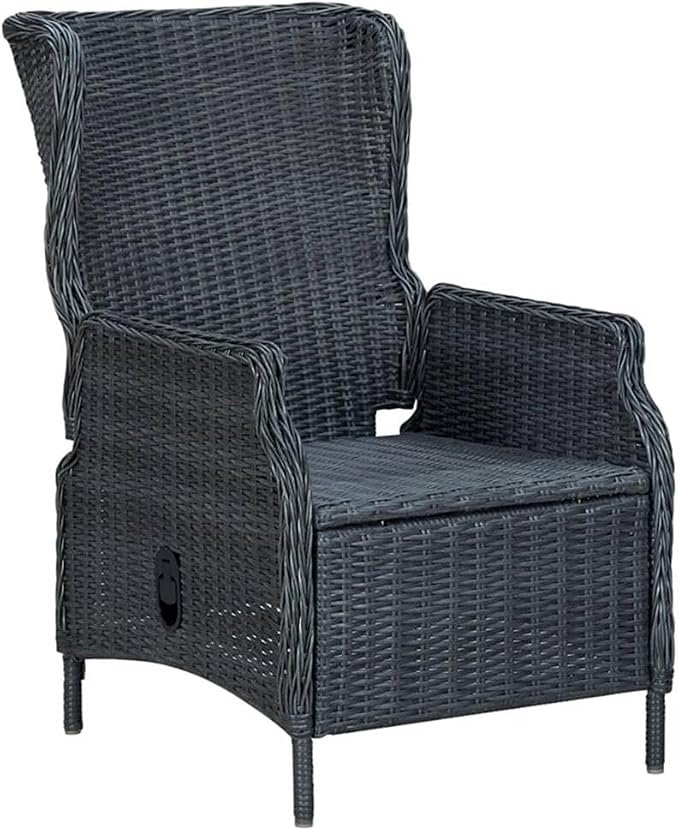 Afuera Living 7-Piece Solid Acacia Wood Patio Dining Set, Dark Gray/Black Finish, Weather-Resistant with Adjustable Height Cushions, Modern Outdoor Furniture for Garden, Terrace, or Balcony Seating