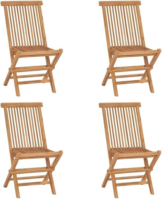 Afuera Living Solid Teak Wood 5-Piece Foldable Outdoor Dining Set, Brown Finish, Weather-Resistant, Includes Square Dining Table and 4 Chairs, Space-Saving Design for Patio or Garden