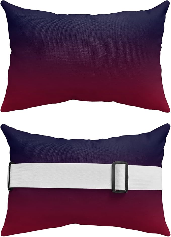 Outdoor Pillows Covers with Inserts Purple Red Gradient Waterproof Recliner Pillow with Adjustable Strap Throw Pillows for Patio Furniture Pool Lounge Chair, 11x16 inch, 2PCS