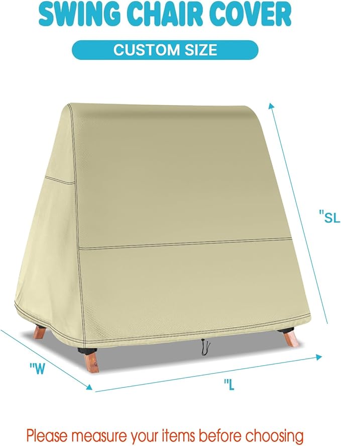 Swing Cover,500D Waterproof Outdoor Swings Covers,Shield for A Frame Patio Porch Swings with Drawstring and Buckles(101" Lx101 Wx100 SL,Beige)