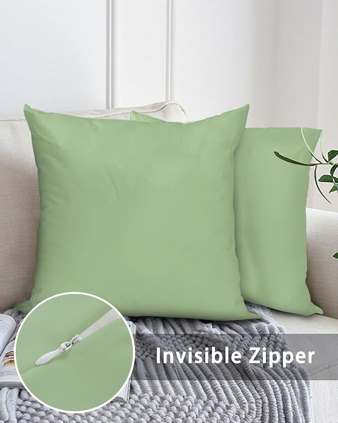Outdoor Waterproof Throw Pillows Light Green Watercolor Patio Pillows,Decorative Pillow Covers with Insert,Pillow Cushion Case for Garden Couch Sofa Solid Color