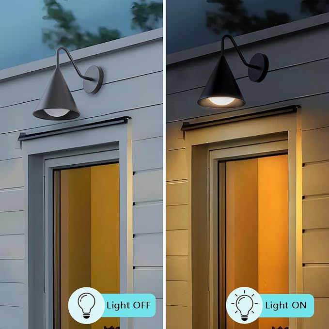 Outdoor Wall Lights 2 Packs, Dark Sky Integrated LED Porch Wall Sconce, 13W 3000K Exterior Lighting Fixtures Wall Mount for House, Barn, Garage