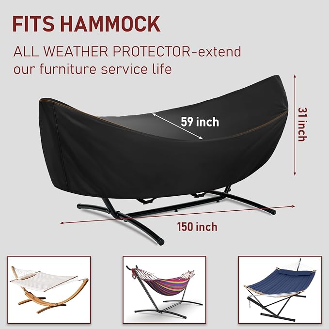 Hammock Cover Waterproof Heavy Duty 420D Outdoor3 Hammock Stand Covers with Windproof Buckles