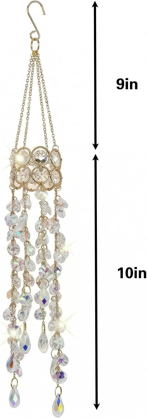 Crystal Suncatchers for Window Hanging Decor, Prism Rainbow Maker with Chain & Hook, Ornament for Ceiling, Garden, Home, Indoor & Outdoor Decoration, Transparent/Ab