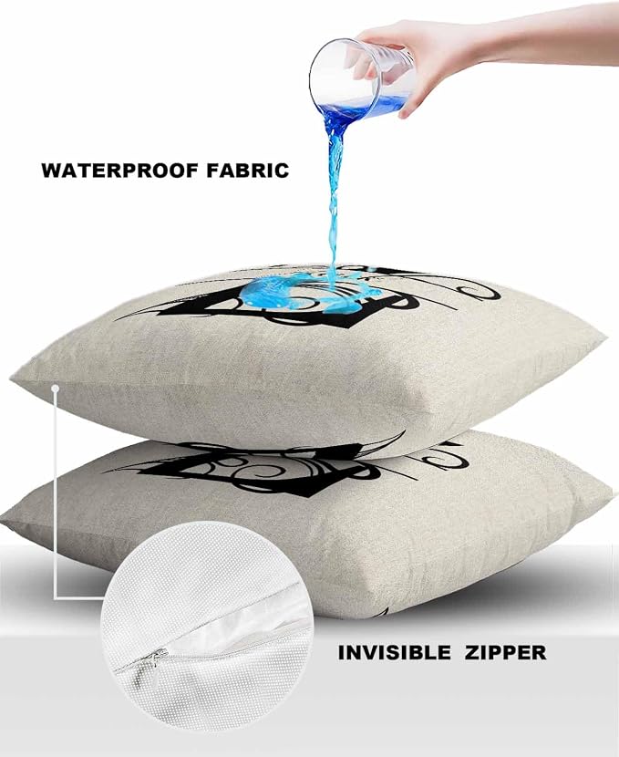 Personalized Gifts for Women/Men, Custom Pillow Case with Name Outdoor Waterproof Pillowcase, Letter Z Customized Pillow Cases for Patio, Monogram Words Customs Pillow Cover 18" x 18", 2 Pcs