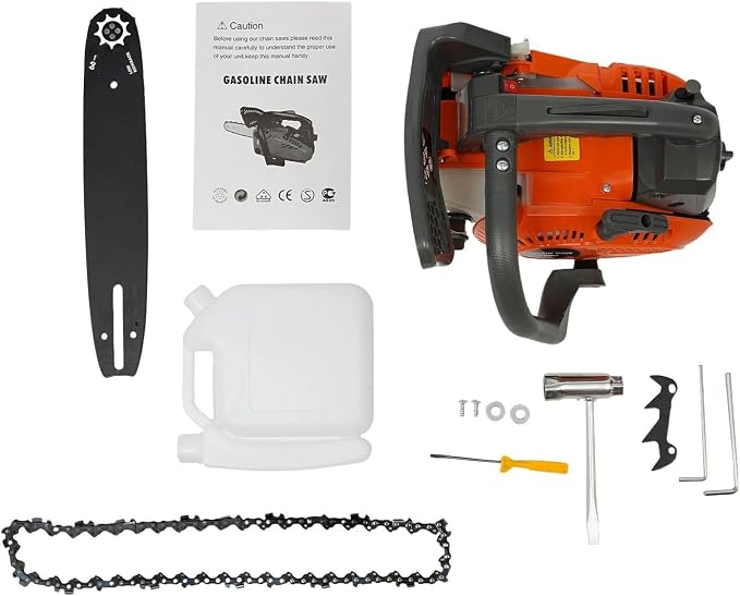 Gas Chainsaw, Gas Powered Chainsaws with Tool Bag, 2-Cycle Handheld Cordless Petrol Gasoline Chain Saw for Cutting Tree Wood Trimming Garden Farm (25.4cc 11.8inch)