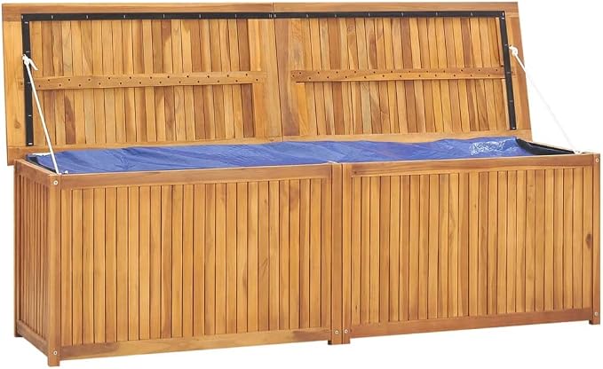 Solid Wood Outdoor Storage Bench,Solid Teak Wood Garden Deck Box Patio Storage Box with Liftable Top Outdoor Wooden Storage Container for Patio,Backyard,Poolside, 68.9"x19.7"x21.7" -AA
