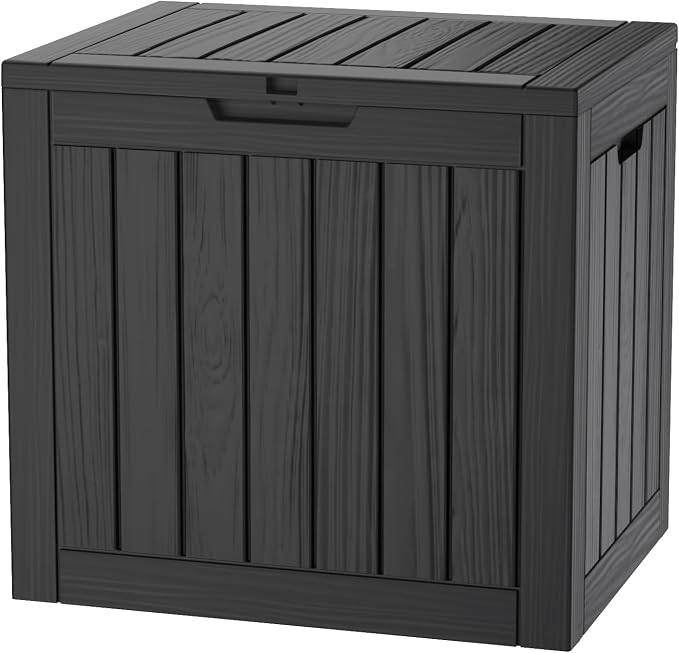 30 Gallon Resin Deck Box, Waterproof Outdoor Storage Box for Patio Furniture Accessories, Garden Tools, Indoor Storage for Cushion, Black