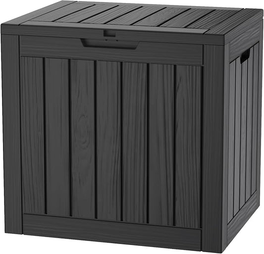 30 Gallon Waterproof Deck Box, Lockable Resin Storage Box for Patio Furniture Cushions Garden Tools and Outdoor Delivery Storage (Black)