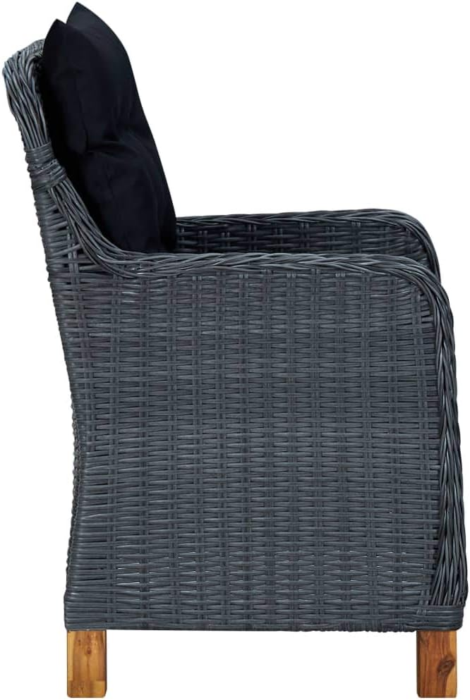 9 Piece Patio Dining Set with Cushions Poly Rattan,Outdoor Dining Set,Garden Dining Set,Terrace Tables and Chairs,Lounge Seat,Garden Furniture,for Homes,Offices,Living Room,Cafes,Dark Gray