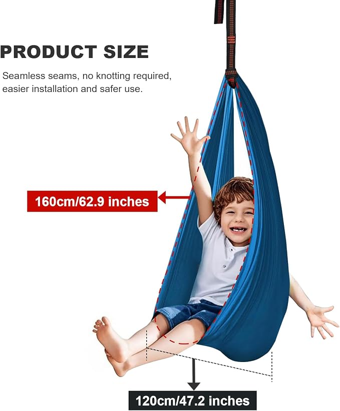 TOPARCHERY Indoor Sensory Swing for More Special Needs, Cuddle Hammock for Sensory Integration Snuggle Swing Hammocks (Blue)