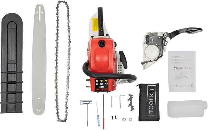 Gas Chainsaw, 2 Stroke Gas Powered Chainsaw, Gasoline Chainsaw Handheld Cordless Petrol Chain Saws for Tree Cutting, Gardens, Farms (20 Inch 52CC)