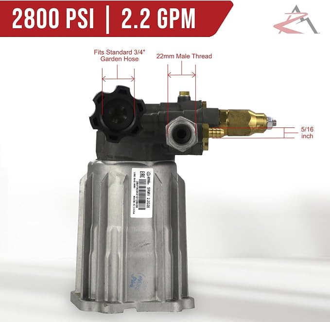 The ROP Shop OEM AR 3/4" Shaft 2800 PSI Horizontal Pressure Washer Pump for Porter Cable PC2525SP