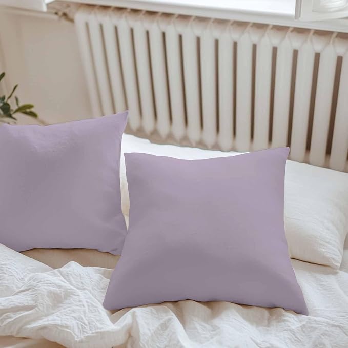 Throw Pillow Covers 20x20 Inch Set of 2, Purple Solid Color Waterproof Outdoor Pillow Covers, Aesthetics Contemporary Luxury Decorative Cushion Pillowcases for Couch, Sofa, Bed, Garden, Patio