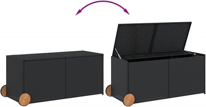 Gecheer Outdoor Storage Box, Water-Resistant Deck Box with Wheels, 74.8-Gallon Capacity, PE Rattan Material for Patio, Garden, and Garage Storage