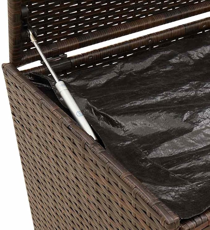 50-Gallon PE Rattan Deck Box Brown Modern Outdoor Storage Chest 21.7 x 42.1 x 20.9 in Patio Container for Cushions Tools on Balcony Garden Terrace