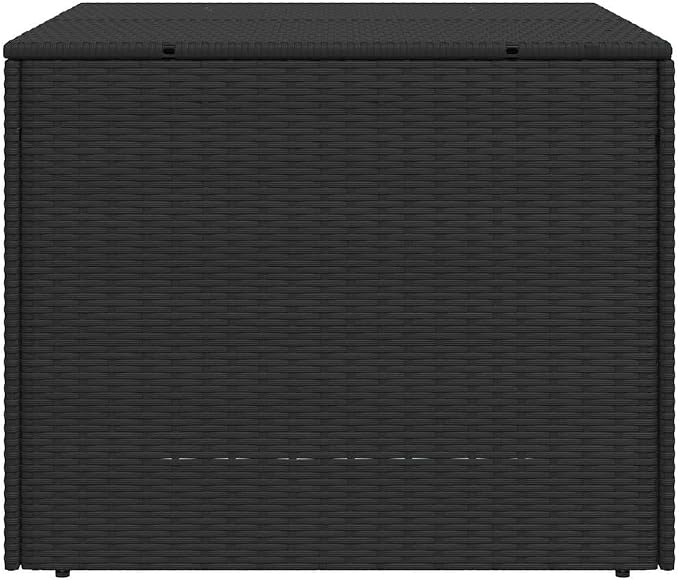 Outdoor Garden Storage Box 291L, Weather Resistant Poly Rattan Deck Bin for Cushions, Tools, and Patio Accessories, Black Rectangular Container