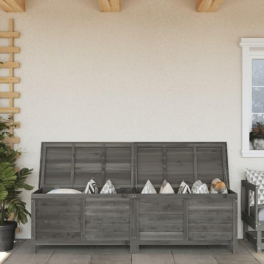 Solid Fir Wood Patio Storage Box Deck Box Outdoor Furniture Anthracite 78.1"x19.7"x22.2" with Slatted Bottom Ventilation for Pool Toys Gardening Tools Cushions